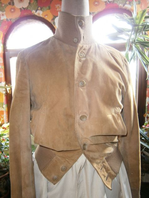 Giubbotto pelle camoscio t.42 ,con bordi a maglia