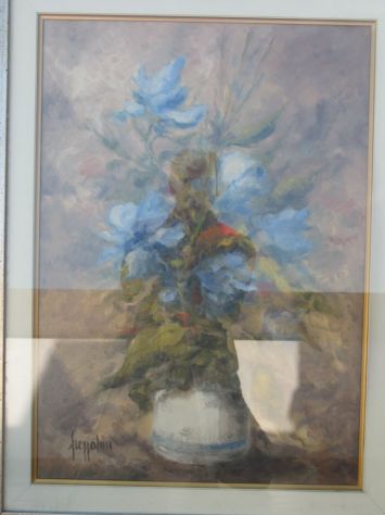 GIANGRANCO FREZZOLINI OLIO SU TELA: FIORI BLU