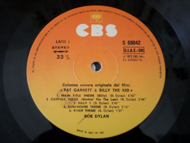 BOB DYLAN - Pat Garrett & Billy The Kid Soundtrack - LP / 33 giri 1973 CBS Italy - Foto 3