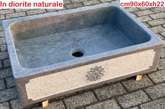 Lavello lavandino per cucina in pietra granito diorite 80/90cm 1 - Foto 8