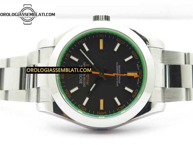 Replica Rolex Assemblata MILGAUSS 116400 GV ACCIAIO 904L 1:1 BEST EDITION QUADRANTE NERO SUL BRACCIALE SH3131 - Foto 2