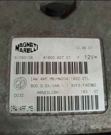 Centralina fiat seicento 600 1.1 IAW4AF.M9 / 51793106 - Foto 3