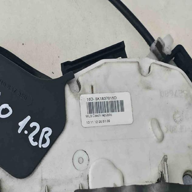 SERRATURA ANTERIORE DESTRA VOLKSWAGEN Polo 5° Serie 16d-5k1837016d (0917) - Foto 2