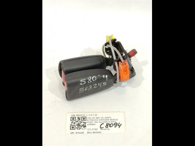AGGANCIO CINTURA DI SICUREZZA POSTERIORE VOLVO S80 2° Serie 8632315 B6324S (06)