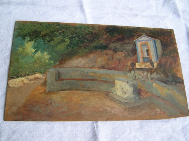Antico quadro dell'800, dipinto ad olio su tavoletta dell’800 - Foto 6