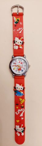 Orologio al quarzo per bambini ragazzi Hello Kitty con cinturino in gomma rosso - Foto 6