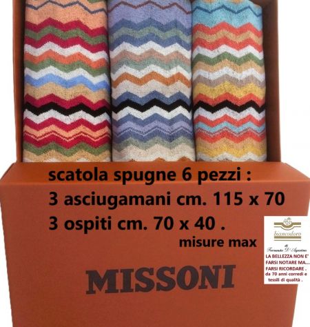 Set spugne MISSONI scatola 6 pezzi 3 asciugamani + 3 ospiti - Foto 2