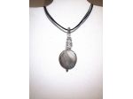 Collana ak116 cordoncino, argento sterling rodiato, pietra naturale, cristalli.