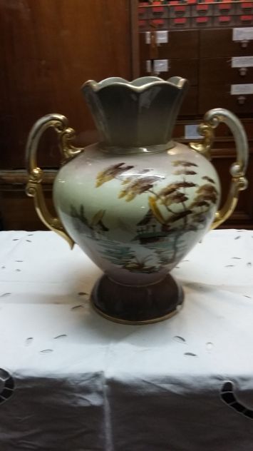 Grande vaso marrone e dorato, ceramica Vintage