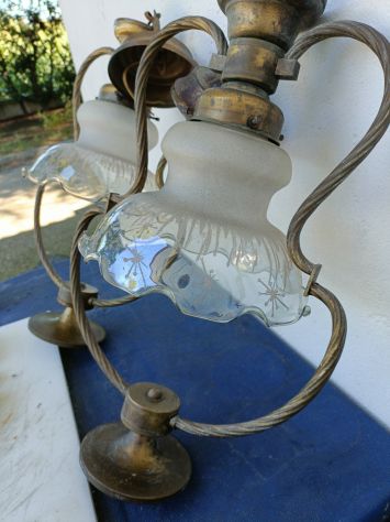 Vendo lampadari ottone/vetro decorati vintage - Foto 8