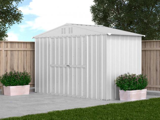 Box in Acciaio Zincato Casetta da Giardino in Lamiera 3.27 x 1.55 m x h2.15 m - 114 KG - 5.06 metri quadri - BIANCO - Foto 4