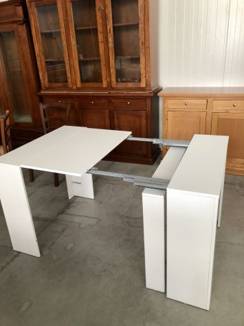 NUOVA CONSOLLE 90x50 ALLUNGABILE CON 4 ALLUNGHE 45 BIANCO SPAZZOLATO - Foto 6