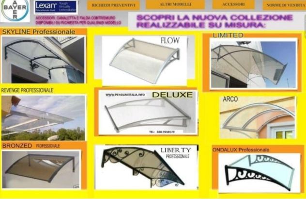 Tettoie pensiline pensilina acciaio alluminio inox Lexan - Foto 4