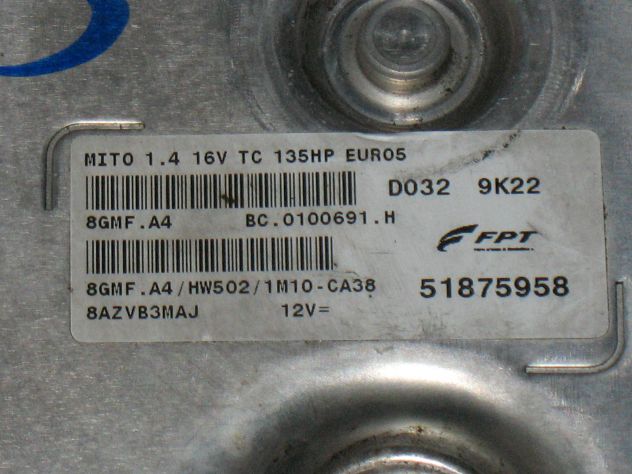 51875958 ECU ALFA ROMEO MITO 1.4 135HP 51875958 8GMF.A4 HW502 1M10-CA38 - Foto 2