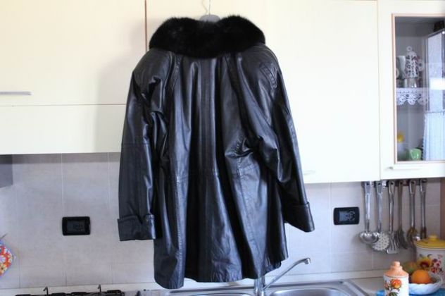 Giaccone da donna in eco pelle nero - Foto 2