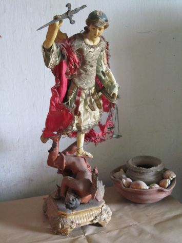 Statua ORIGINALE del 700 raffigurante S. Michele Arcangelo - Foto 4