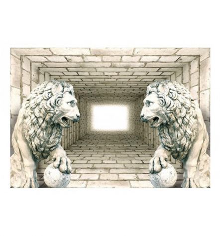 Fotomurale Adesivo Con 2 Leoni Nel Tunnel Arredalacasa - Foto 2