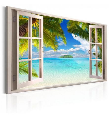 Quadro Finestra Sul Mare Cm.90x60 E 120x80 ARREDALACASA