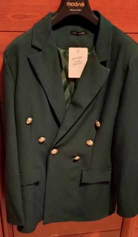 Giacca blazer da donna verde bottoni dorati doppiopetto giacca all-match tg XXL
