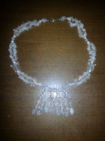UNA COLLANA NUOVA,DA DONNA/RAGAZZA,TUTTA FATTA CON PERLINE IN VERO QUARZO ROSA C - Foto 2