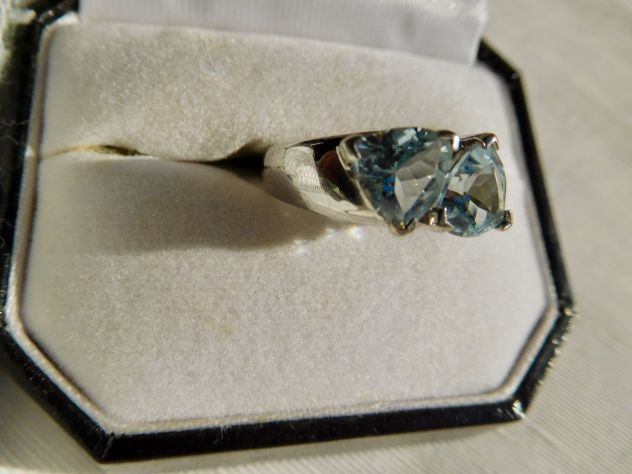 Collana + Anello Acquamarina chius.oro 18K,anello con 2 acquamarine - Foto 6