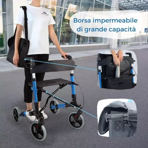 Deambulatore per Anziani Pieghevole, Con Seduta E 4 Ruote, Mobiclinic Trajano - Foto 10