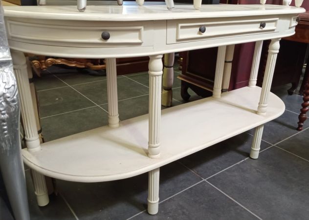 ELEGANTE CONSOLLE DI ANTIQUARIATO FRANCESE SHABBY CHIC IN TOTALE LEGNO MASSICCIO - Foto 4