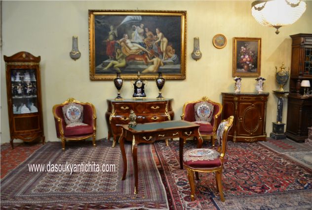 Scrittoio da centro cm.97 stile Luigi XV a tre cassetti - Foto 7