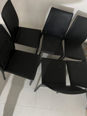 Sedie in pelle nera 6 pezzi