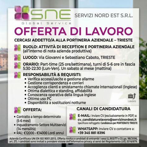 ADDETTO/ADDETTA ALLA PORTINERIA TRIESTE