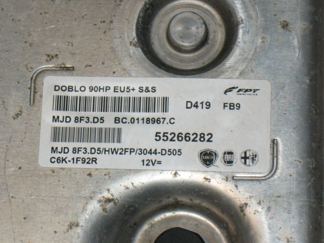 8F3D5 55266282 ECU CENTRALINA MOTORE FIAT DOBLO 90HP 8F3.D5 HW2FP - Foto 2
