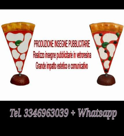 Insegna PIZZA in vetroresina (fiberglass) per esterno Pizza a totem - Foto 5