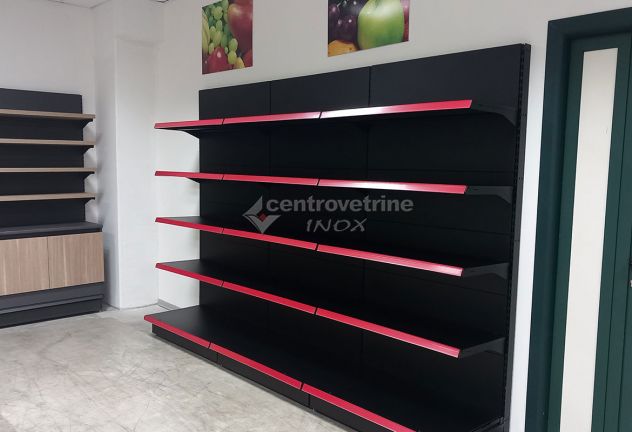 SCAFFALE IN FERRO NERO DA 303 CON PIANO BASE 40 E PIANI DA 40 - Foto 4