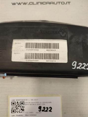 AIRBAG SEDILE SINISTRO DACIA Duster 1° Serie 8200724241B (1017) - Foto 2