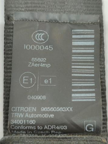 CINTURA DI SICUREZZA ANTERIORE SINISTRA CON PRETENSIONATORE CITROEN C5 Station Wagon 96560563XX 8975R4 RHR (0818) - Foto 4