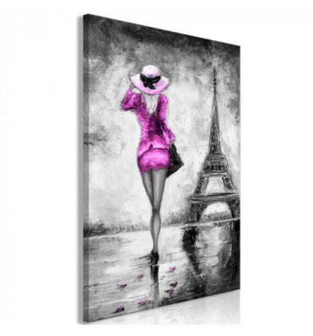 Quadro Ragazza A Parigi Col Vestito Viola ARREDALACASA