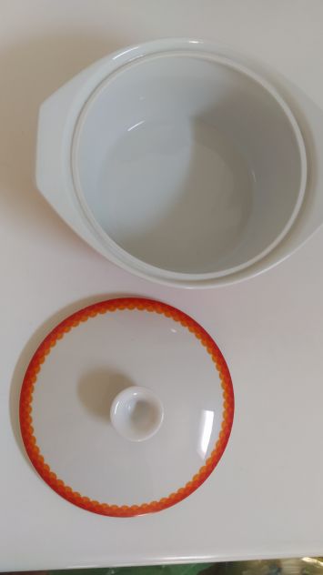 Zuppiera in porcellana/ceramica bianca e arancione - Foto 3
