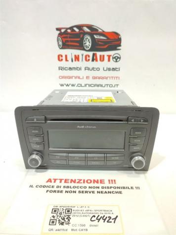 AUTORADIO AUDI A3 Sportback (8PA) 8P0035152F CAYB (0815)