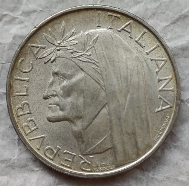 MONETA 500 LIRE ARGENTO - DANTE ALIGHIERIn - Foto 3