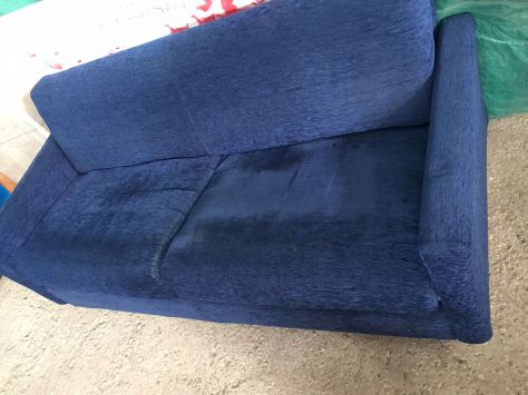 Divano letto in tessuto blu con letto a due posti compreso di materasso - Foto 3