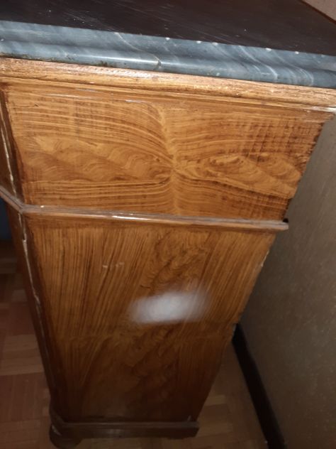 Comodino in legno anni 60 piano marmo - Foto 5