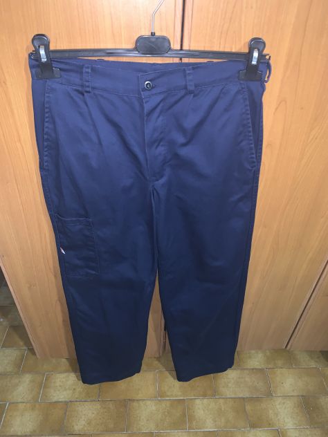 PANTALONI NUOVI DA LAVORO UNISEX IN COTONE BLU SCURO CON 4 TASCHE E CHIUSURA CON - Foto 4