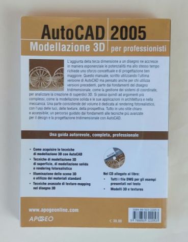 AutoCAD 2005 Modellazione 3D per professionisti+CD-ROM di Daniele Nale 1°Ed.Apog - Foto 3