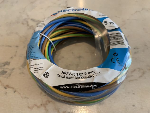 Cavo Unipolare sezione 1x2.5 mm, 5 mt.
