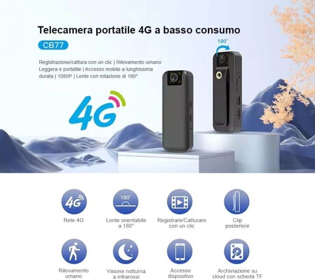 Telecamera 4G SIM inclusa 1080P visione notturna rilevamento movimento APP - Foto 6