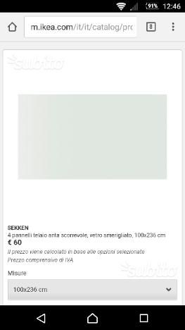 Vetri temperati smerigliati Sekken Ikea pax