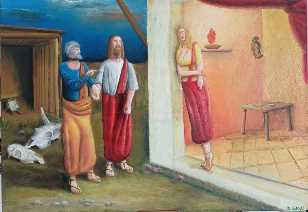 Incontro con Maria Maddalena -olio su tela -50x70cm