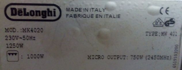 Microonde Sfornatutto De'Longhi modello MK4020 per pezzi di ricambio - Foto 2
