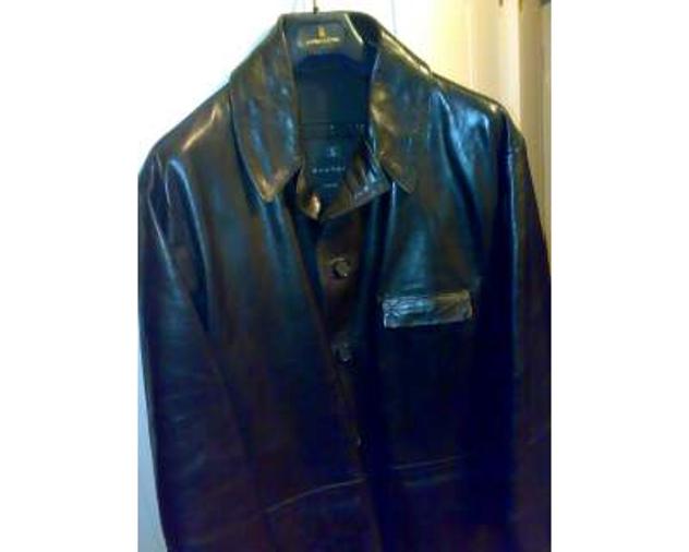 Giacca pelle taglia 50 colore nero doppio petto - Foto 3