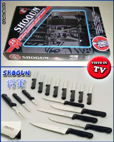Set COLTELLI SHOGUN da Cucina 17 pezzi Lama Bilaterale Non Si Affilano Mai